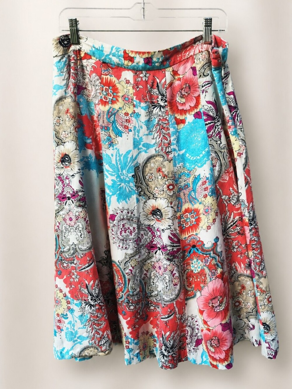 Grace Elements Linen Blend Floral Paisley A-Line Skirt Large Colorful Boho Fairy - Picture 4 of 6